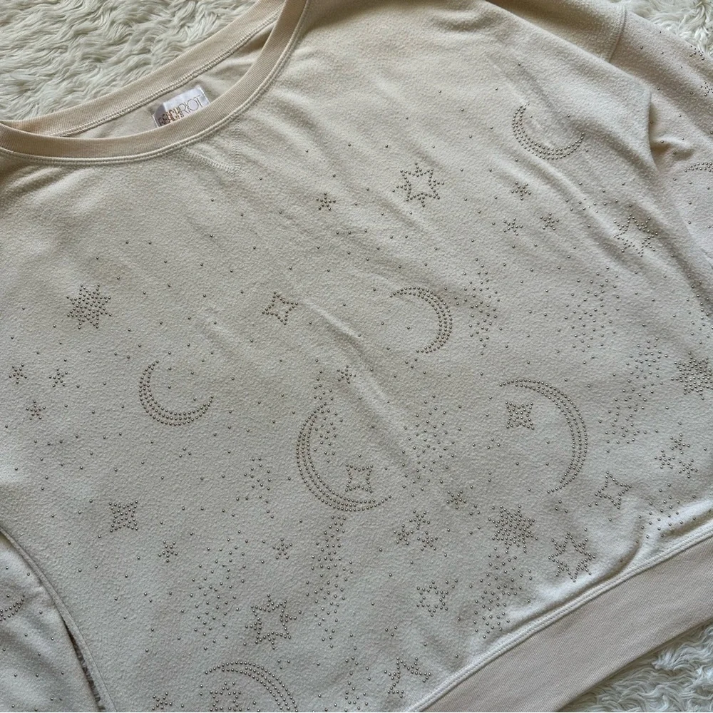 Beach Riot Sweater Moon and Stars Studded Embellished Long Sleeve Cream L